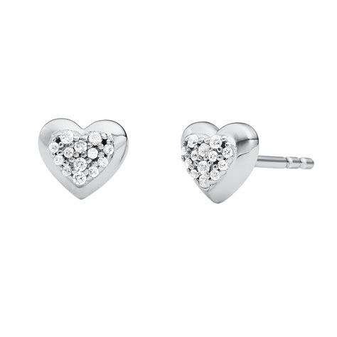 silver love heart michael kors earrings|michael kors stud earrings silver.